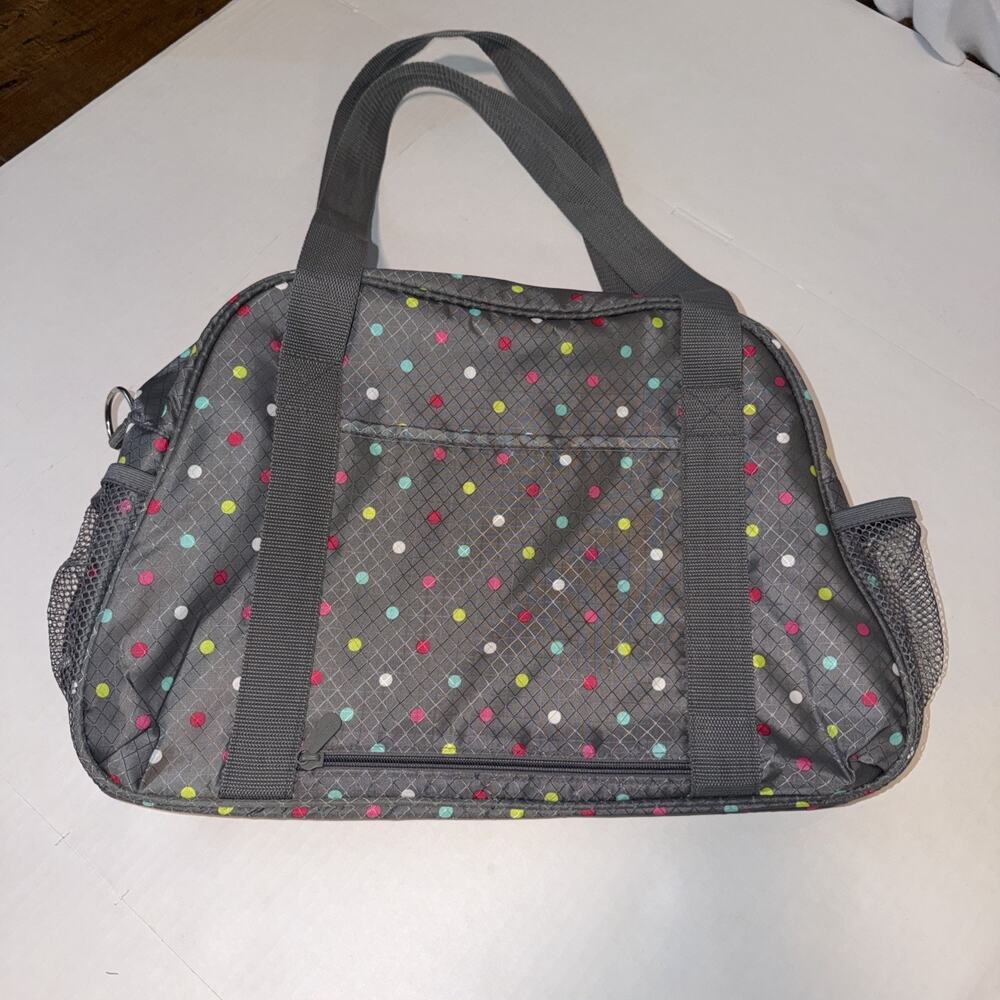 Thirty One All in Tote Confetti Polka Dot Grey Carry On Weekend Bag Lightly Used